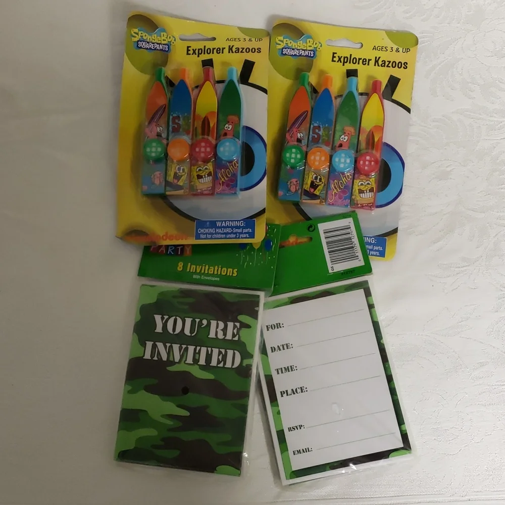 Kids Party Supplies Invitations and Kazoos